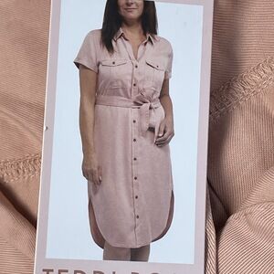 Teddi Rose Women's S Shirt Dress Terracotta Tencel e0838